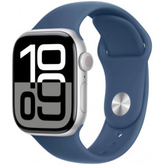 Часы Apple Watch Series 10, 42 мм, корпус "серебристого" цвета,  ремешок "синего" цвета