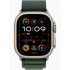 Часы Apple Watch Ultra 2 GPS, 49 мм, корпус из бежевого титана, ремешок Alpine зеленого цвета — фото 2