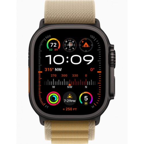 Часы Apple Watch Ultra 2 GPS, 49 мм, корпус из черного титана, ремешок Alpine цвета загар — фото 2