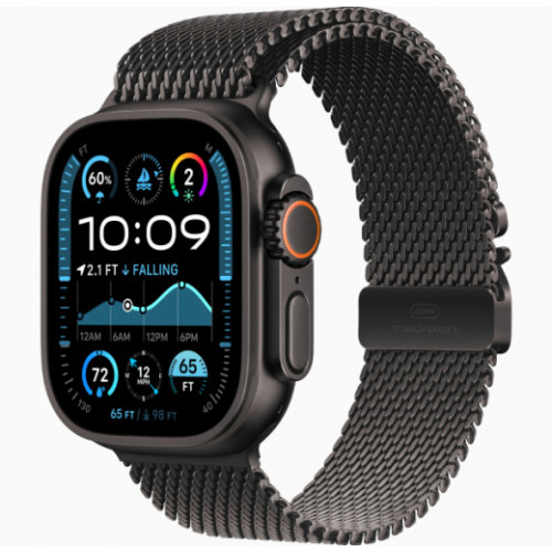 Часы Apple Watch Ultra 2 GPS, 49 мм, корпус из черного титана, ремешок Milanese черного цвета
