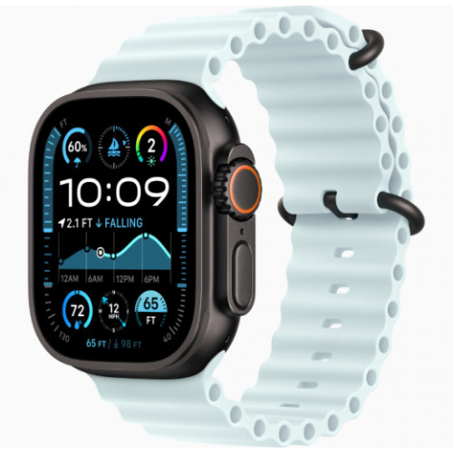Часы Apple Watch Ultra 2 GPS, 49 мм, корпус из черного титана, ремешок Ocean голубого цвета