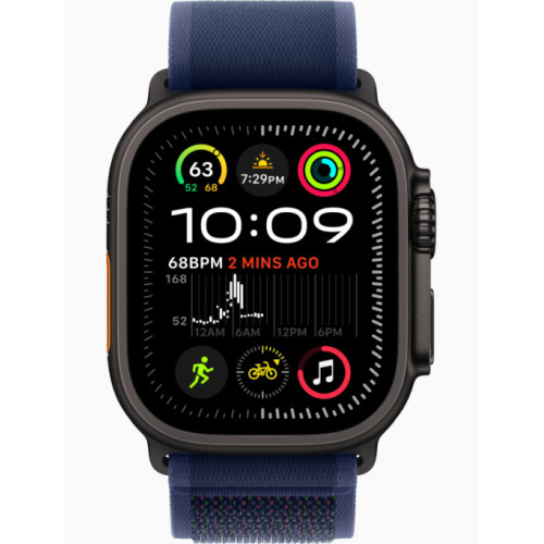 Часы Apple Watch Ultra 2 GPS, 49 мм, корпус из черного титана, ремешок Trail голубого цвета — фото 2