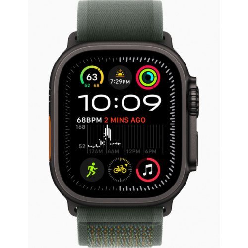 Часы Apple Watch Ultra 2 GPS, 49 мм, корпус из черного титана, ремешок Trail зеленого цвета — фото 2