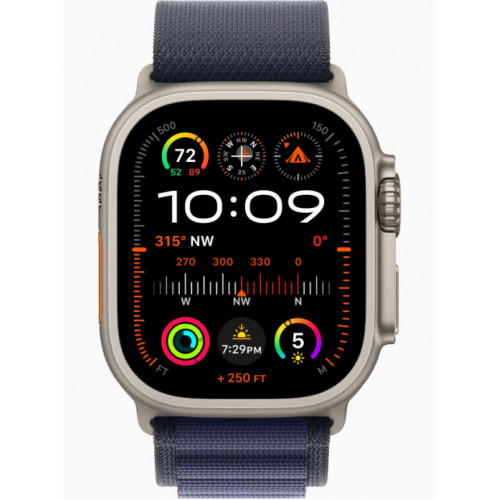 Часы Apple Watch Ultra 2 GPS, 49 мм, корпус из бежевого титана, ремешок Alpine темно-синего цвета — фото 2