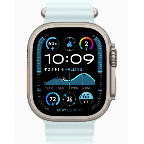 Часы Apple Watch Ultra 2 GPS, 49 мм, корпус из бежевого титана, ремешок Ocean голубого цвета — фото 2