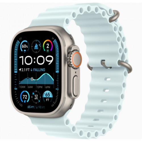 Часы Apple Watch Ultra 2 GPS, 49 мм, корпус из бежевого титана, ремешок Ocean голубого цвета