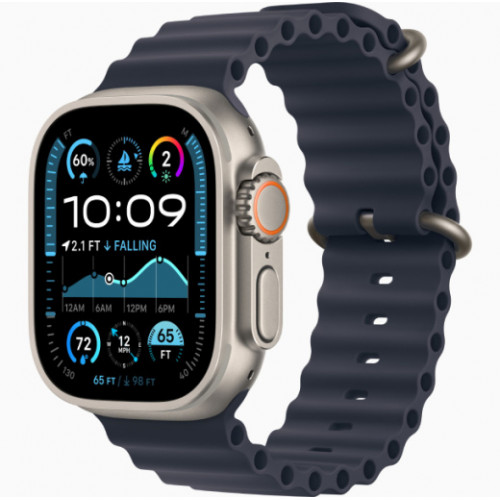 Часы Apple Watch Ultra 2 GPS, 49 мм, корпус из бежевого титана, ремешок Ocean темно-синего цвета