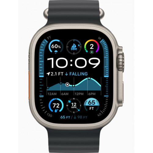Часы Apple Watch Ultra 2 GPS, 49 мм, корпус из бежевого титана, ремешок Ocean черного цвета — фото 2