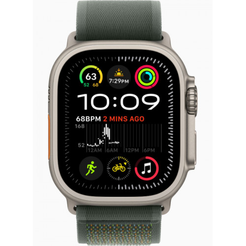 Часы Apple Watch Ultra 2 GPS, 49 мм, корпус из бежевого титана, ремешок Trail зеленого цвета — фото 2