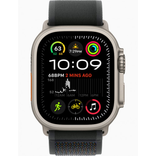 Часы Apple Watch Ultra 2 GPS, 49 мм, корпус из бежевого титана, ремешок Trail черного цвета — фото 2