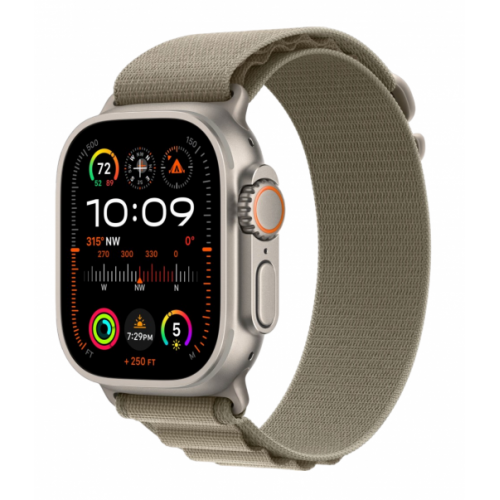 Часы Apple Watch Ultra 2 GPS, 49 мм, корпус из титана, ремешок Alpine оливкового цвета