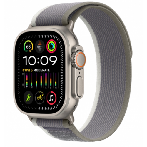 Часы Apple Watch Ultra 2 GPS, 49 мм, корпус из титана, ремешок Trail зеленого/серого цвета