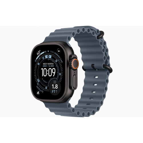 Часы Apple Watch Ultra 3 GPS, 49 мм, корпус из черного титана, ремешок Ocean цвета Anchor Blue