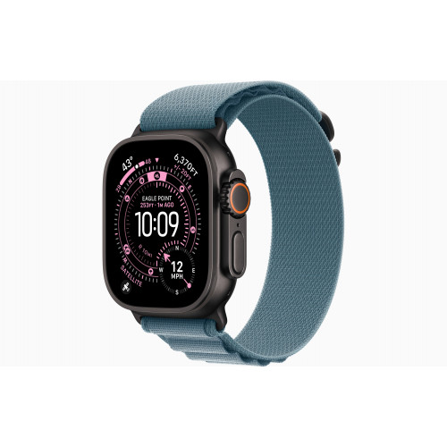 Часы Apple Watch Ultra 3 GPS, 49 мм, корпус из черного титана, ремешок Alpine Loop цвета Light Blue